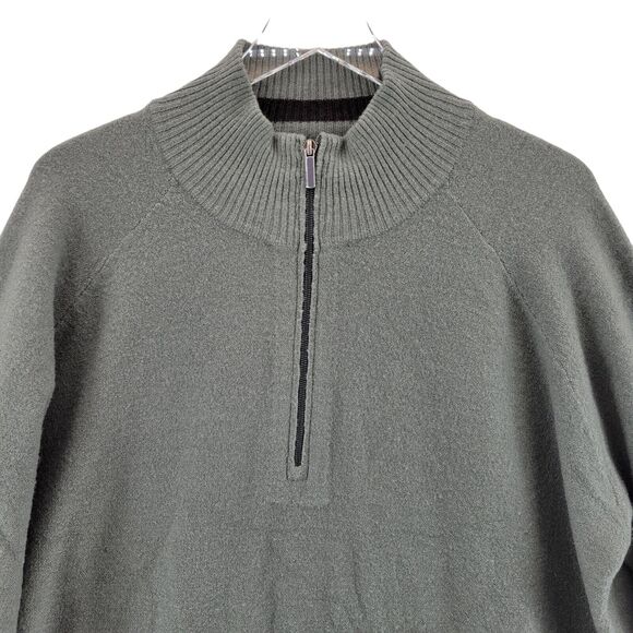 Smartwool Mens 1/4 Zip Sweater Size XL Merino Wool Light Green Black Stripe - Picture 2 of 11